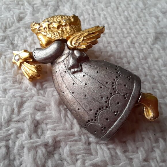 Vintage Angel Brooch Danecraft Shooting Star Girl Silver and Gold Tone - Picture 7 of 13